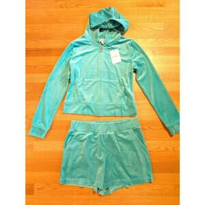 Juicy Couture Teal Hoodie and Shorts Set